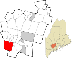 Kennebec County Maine incorporated and unincorporated areas Monmouth highlighted